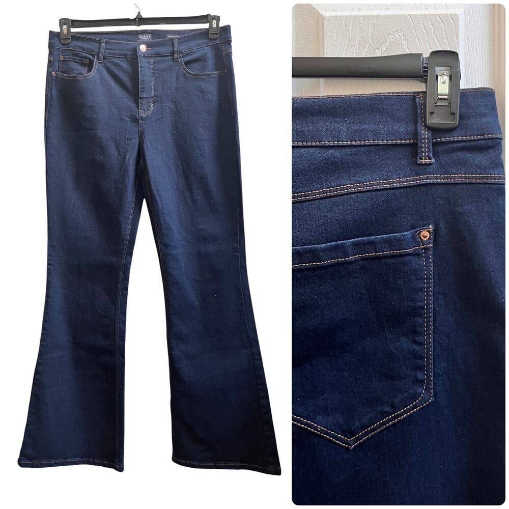 The Curve Appeal Dark Wash Size 14/32 High Rise Flare Jeans 30.5 Inch Inseam